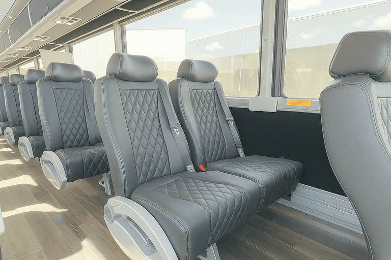 interior of Allentown Shuttle Bus Rentals charter bus